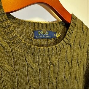 Polo Ralph Lauren Julianna Cable-Knit Wool-Blend Green Sweater